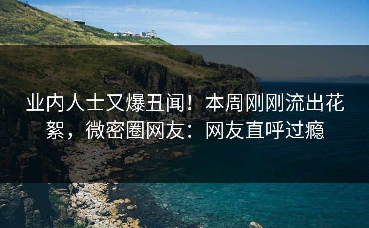 业内人士又爆丑闻！本周刚刚流出花絮，微密圈网友：网友直呼过瘾
