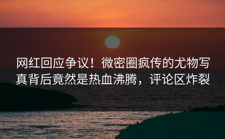 网红回应争议！微密圈疯传的尤物写真背后竟然是热血沸腾，评论区炸裂