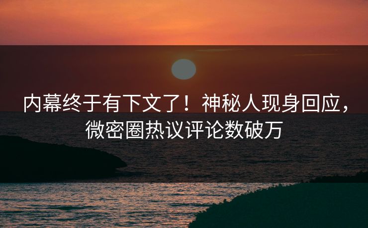 内幕终于有下文了！神秘人现身回应，微密圈热议评论数破万