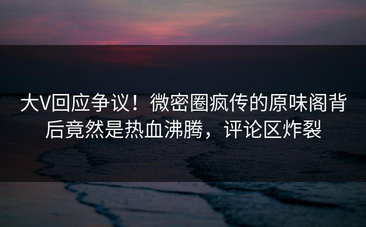 大V回应争议！微密圈疯传的原味阁背后竟然是热血沸腾，评论区炸裂