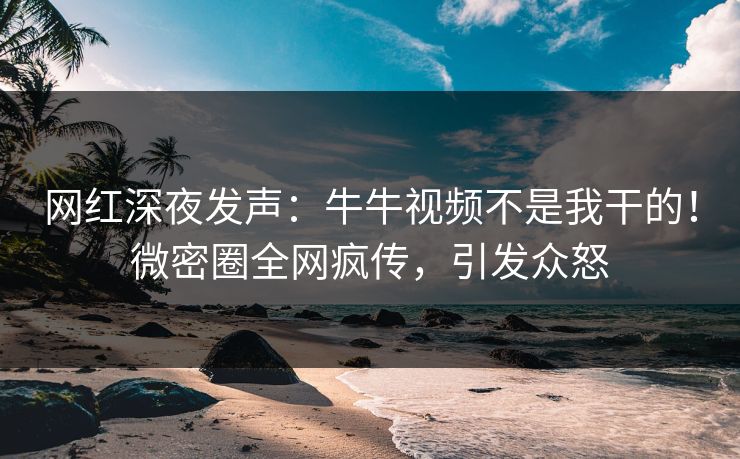 网红深夜发声：牛牛视频不是我干的！微密圈全网疯传，引发众怒