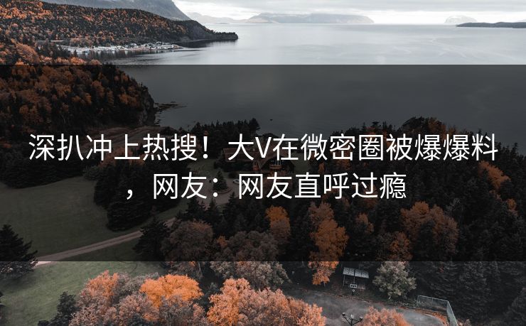 深扒冲上热搜!大V在微密圈被爆爆料,网友:网友直呼过瘾 深扒冲上热搜!大V在微密圈被爆爆料,网友:网友直呼过瘾
